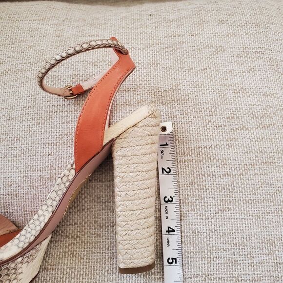 🌠 ELIE TAHARI 🌠 Snakeskin Leather Straw Platform Heels Sandals - [Size 6.5] - Picture 13 of 13